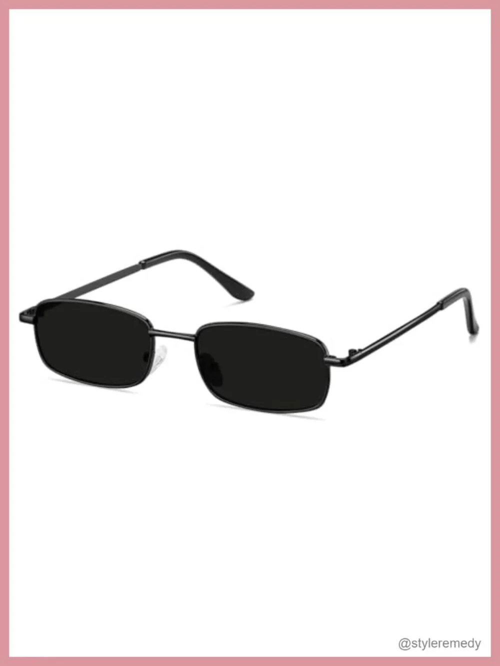 Retro Y2K Small Rectangle Sunglasses for Women Men Narrow Square Metal Frame